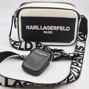 Karl Lagerfeld Paris Maybelle Crossbody Handbag  Earbud Case Adjustable Strap